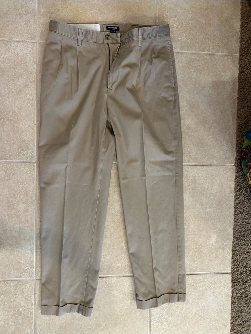 Nautica Men's Pleated Chino Pants in Khaki